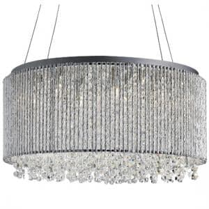 Beatty 8 Light Pendant In Chrome With Crystal Buttons