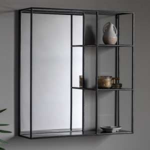 Beaumont Wall Mirror With Shelf In Black - UK