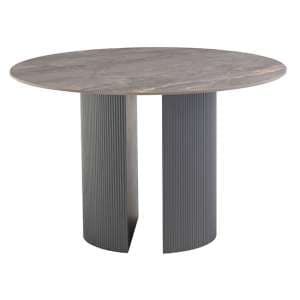Beccles Sintered Stone Dining Table Round In Polished Grey - UK