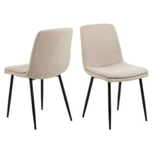 Becka Beige Fabric Dining Chairs In Pair - UK