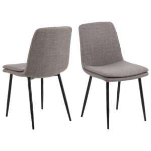 Becka Light Grey Brown Fabric Dining Chairs In Pair - UK