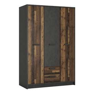 Beeston Wooden Wardrobe With 3 Doors 2 Drawers In Walnut - UK