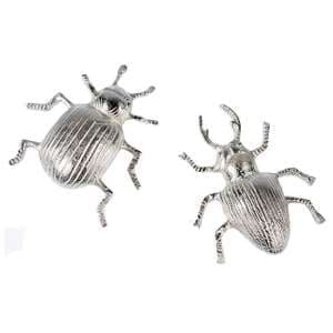 Beetles Aluminium Set Of 2 Design Sculpture In Antique Silver