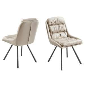 Begelly Taupe Faux Leather Dining Chairs In Pair - UK