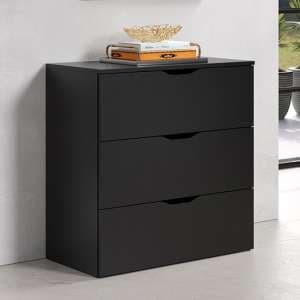 Beile Wooden Chest Of 3 Drawers In Black - UK