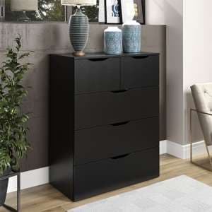 Beile Wooden Chest Of 5 Drawers In Black - UK