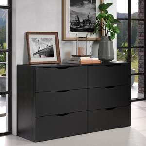Beile Wooden Chest Of 6 Drawers In Black - UK