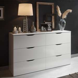 Beile Wooden Chest Of 6 Drawers In White - UK