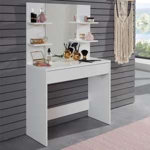 Beile Wooden Dressing Table With Mirror In White