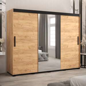 Beilla I Mirrored Wardrobe 2 Sliding Doors 250cm In Golden Oak - UK