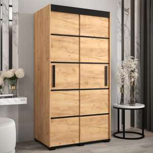 Beilla IV Wooden Wardrobe 2 Sliding Doors 100cm In Golden Oak - UK