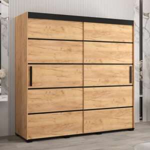 Beilla IV Wooden Wardrobe 2 Sliding Doors 200cm In Golden Oak - UK