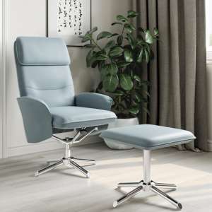 Boler Faux Leather Recliner Chair And Stool In Light Grey
