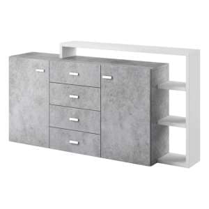 Belek Wooden Sideboard With 2 Doors 4 Drawers In Concrete Grey - UK