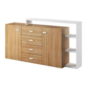 Belek Wooden Sideboard With 2 Doors 4 Drawers In Grandson Oak - UK