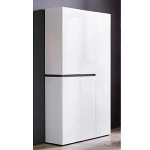 Belfort High Gloss Shoe Cabinet Tall 5 Doors In White Slate Grey - UK