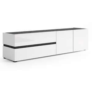 Belfort High Gloss TV Stand 2 Doors 2 Drawers In White Slate Grey - UK