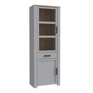 Belgin Display Cabinet 2 Doors 1 Drawer In Riviera Oak Grey Oak - UK