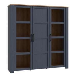Belgin Display Cabinet 3 Doors In Riviera Oak And Navy - UK