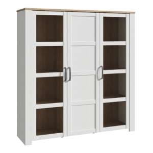Belgin Display Cabinet 3 Doors In Riviera Oak And White - UK