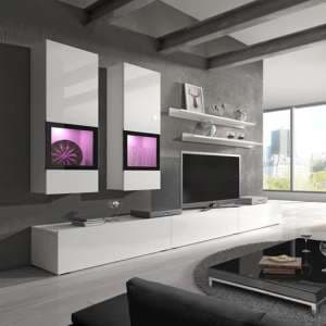 Belita High Gloss Entertainment Unit In White With LED Lights