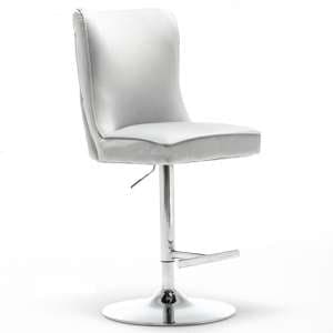 Belkon Velvet Upholstered Gas-Lift Bar Chair In Light Grey