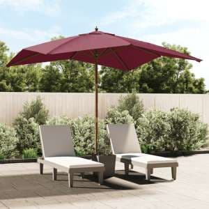 Belle Fabric Garden Parasol In Bordeaux Red With Wooden Pole - UK