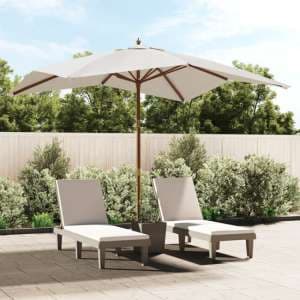 Belle Fabric Garden Parasol In Sand With Wooden Pole - UK