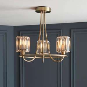 Belluno 3 Lights Semi Flush Ceiling Light In Antique Brass - UK