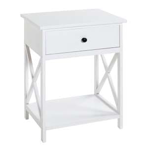 Bellvue Wooden 1 Drawer End Table With Shelf In White - UK