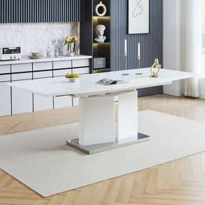 Belmonte High Gloss Extending Dining Table Large In White
