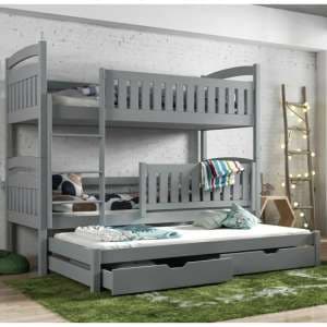 Beloit Bunk Bed And Trundle In Grey With Foam Mattresses - UK
