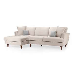 Beloit Fabric Left Hand Corner Sofa In Beige With Wooden Legs - UK