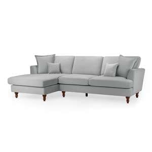 Beloit Fabric Left Hand Corner Sofa In Grey With Wooden Legs - UK
