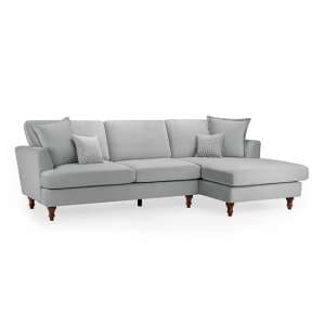 Beloit Fabric Right Hand Corner Sofa In Grey With Wooden Legs - UK