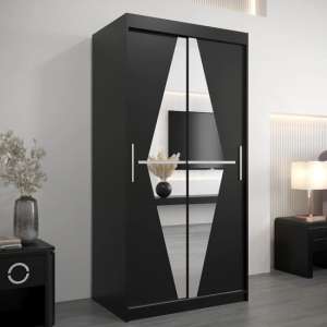 Beloit Mirrored Wardrobe 2 Sliding Doors 100cm In Black - UK