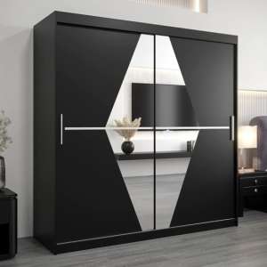 Beloit Mirrored Wardrobe 2 Sliding Doors 200cm In Black - UK