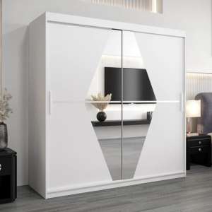 Beloit Mirrored Wardrobe 2 Sliding Doors 200cm In White - UK