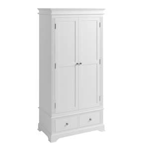 Belton Wooden 2 Doors 1 Drawer Wardrobe In White - UK