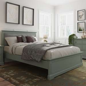 Belton Wooden Double Bed In Cactus Green - UK