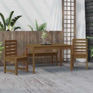 Belton Solid Wood Pine 4 Piece Garden Dining Set In Honey Brown - UK