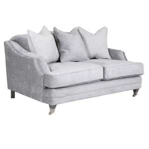Belvedere Velvet 2 Seater Sofa In Silver With 3 Scatter Cushions - UK