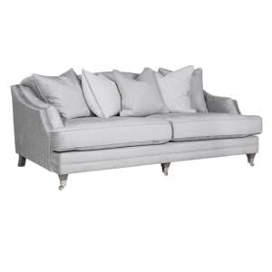 Belvedere Velvet 4 Seater Sofa In Silver With 5 Scatter Cushions - UK