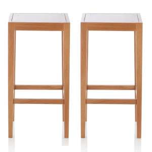Belvidere Oak Wooden Counter Height Bar Stools In Pair
