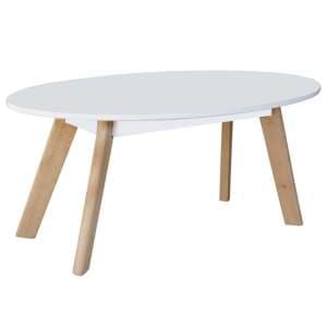 Benecia Wooden Coffee Table Oval In White - UK