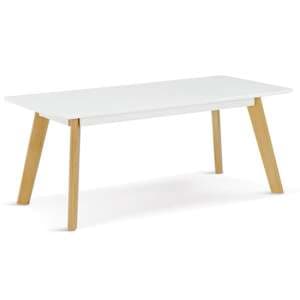 Benecia Wooden Coffee Table Rectangular In White - UK