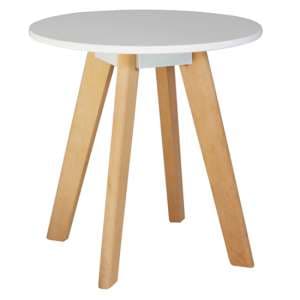 Benecia Wooden Lamp Table Round In White - UK