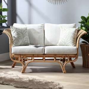 Benoni Rattan 2 Seater Sofa With Pebble Seat Cushion - UK