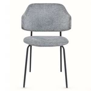 Benson Fabric Dining Chair In Light Grey With Black Metal Frame - UK
