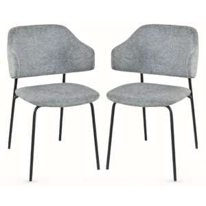 Benson Light Grey Fabric Dining Chairs With Black Frame In Pair - UK